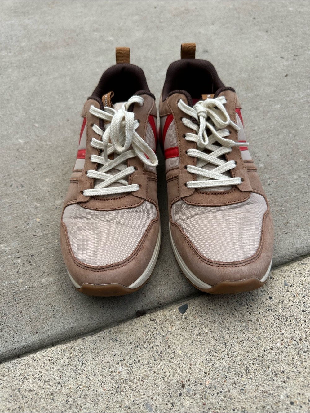 Vionic Women's Sneakers in Tan, Beige and Red Accent
